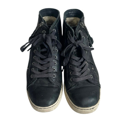 UGG Black Leather Zipper High Top Sneakers