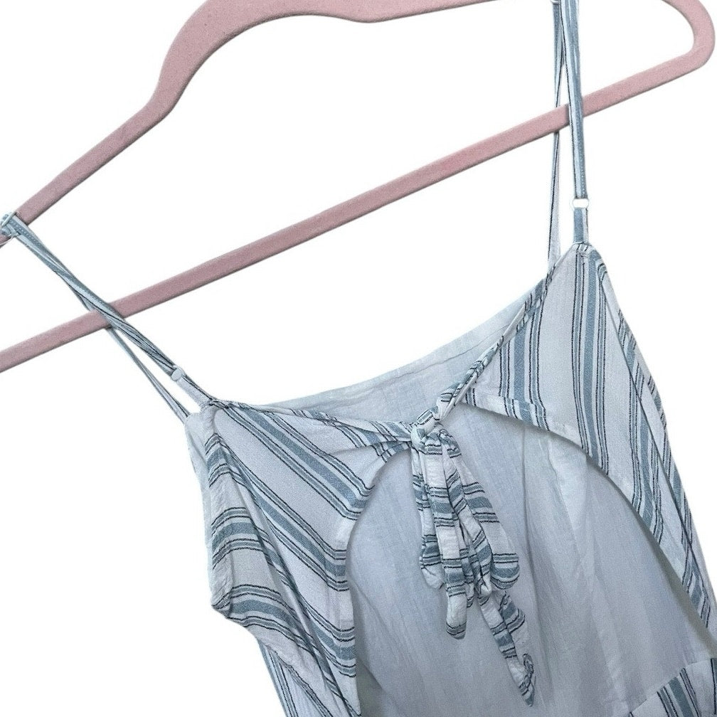 Kendall & Kylie Blue & White Striped Mini Open Tie Back Romper