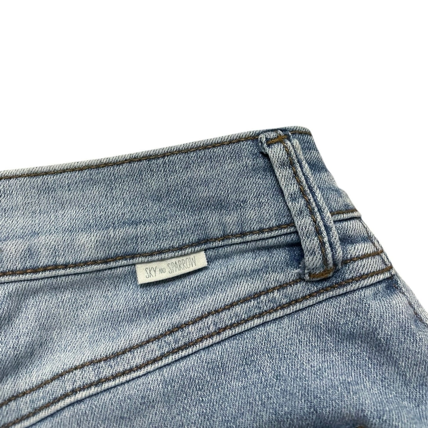 Sky and Sparrow Denim High Rise Distressed Mini Jean Shorts