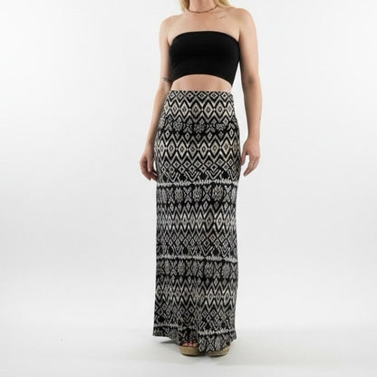 Ultra Flirt Boho Geometric Print Maxi Skirt - Strapless Dress
