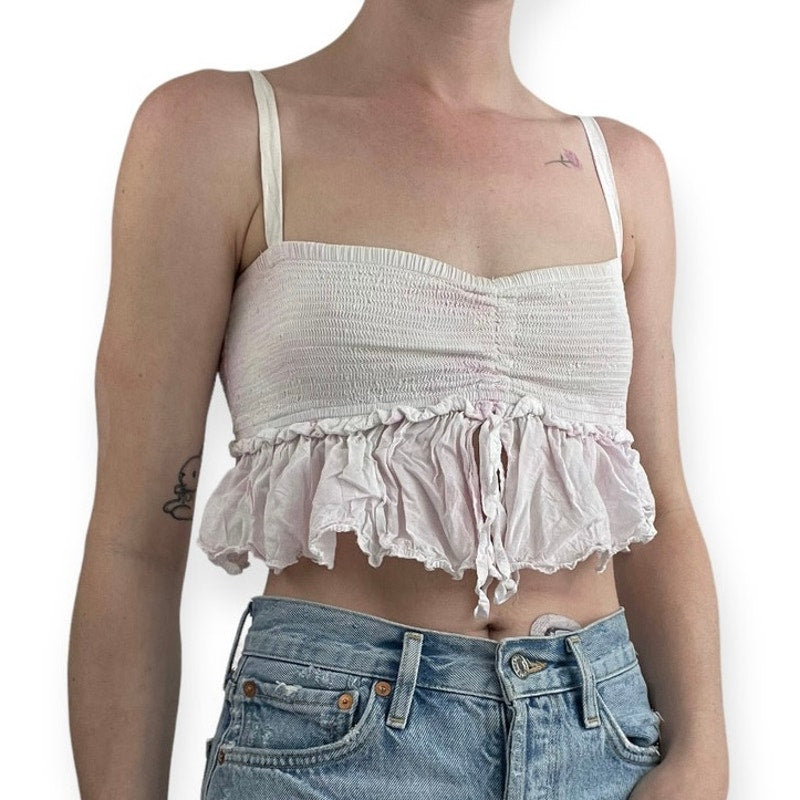 Wilfred La Bohéme Cropped Ruffled Pastel Pink Tank Top