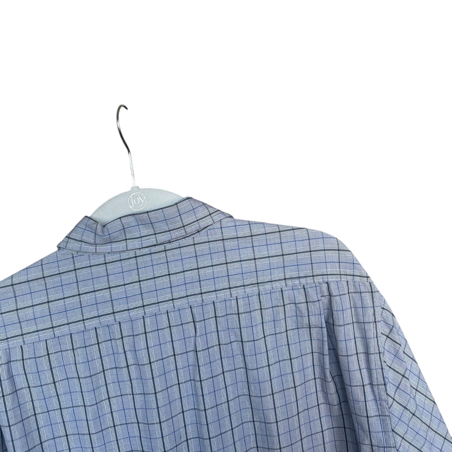 JACHS Mens Blue & Grey Plaid 80's Doubles Long Sleeve Button Down Shirt