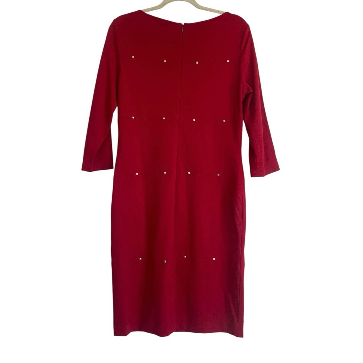 Doncaster Red Half Sleeve Silver Stone Embroidered Bodycon Dress