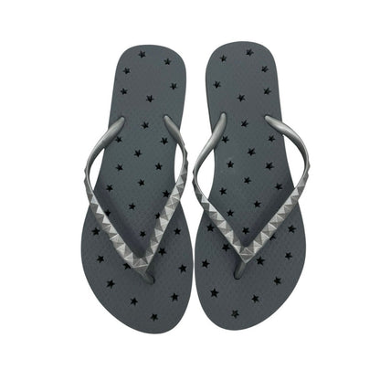Grey & Silver Star Cutout Flip Flop Sandals