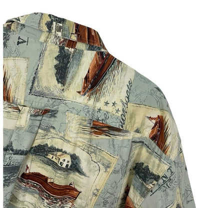 North River Mens Vintage Motorboats Button Down Shirt