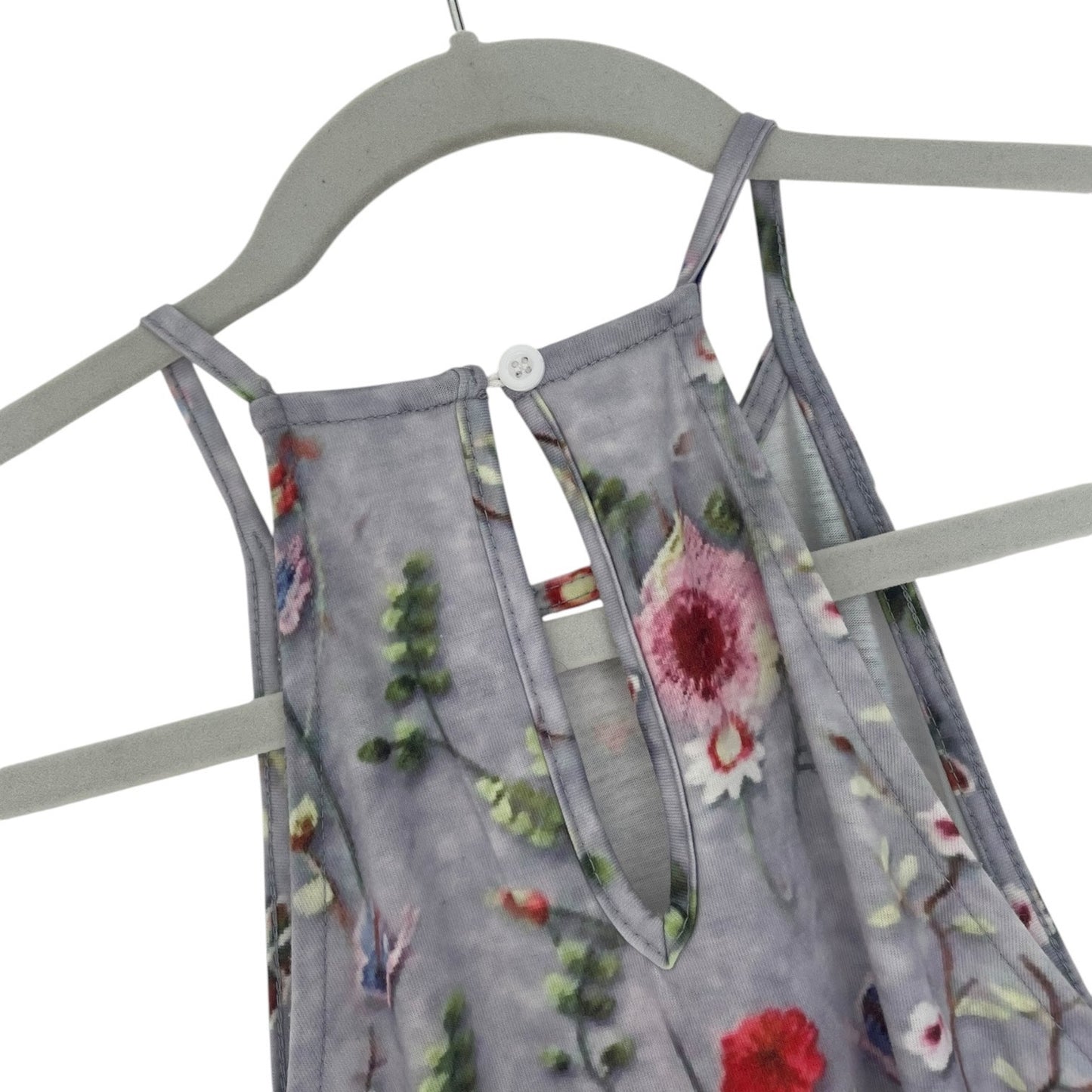 Grey & Red Floral Print Mini Dress
