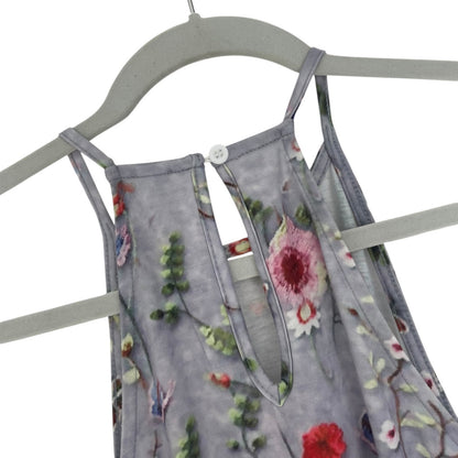 Grey & Red Floral Print Mini Dress