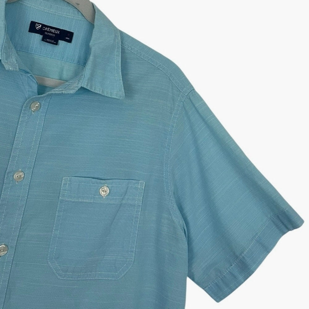 Cremieux Classics Mens Blue Short Sleeve Button Down Shirt
