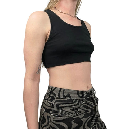 Divided by H&M Black Cropped Ribbed Tank Top