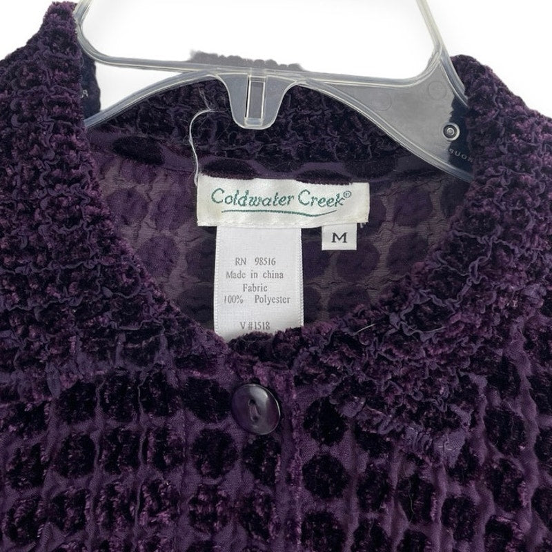 Coldwater Creek Vintage Purple Sheer Polka Dot Button Down Cardigan