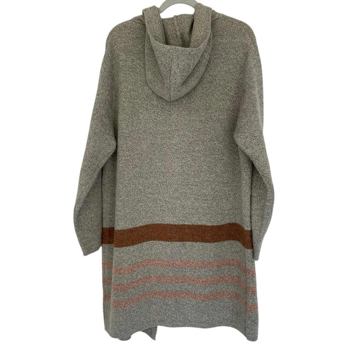 Emory Park Neutral Striped Hooded Knit Cardigan Sweater