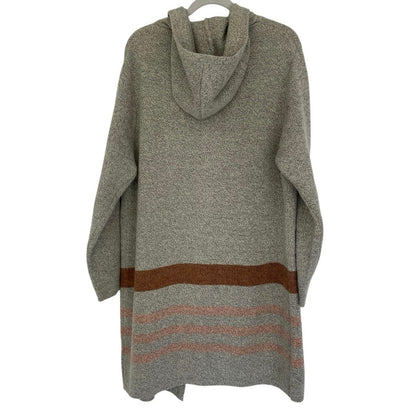 Emory Park Neutral Striped Hooded Knit Cardigan Sweater