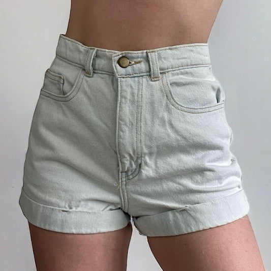 American Apparel Jeans Light Wash High Rise Denim Mini Shorts