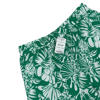 NWT Nicole Miller Green Tropical Print Linen Pants
