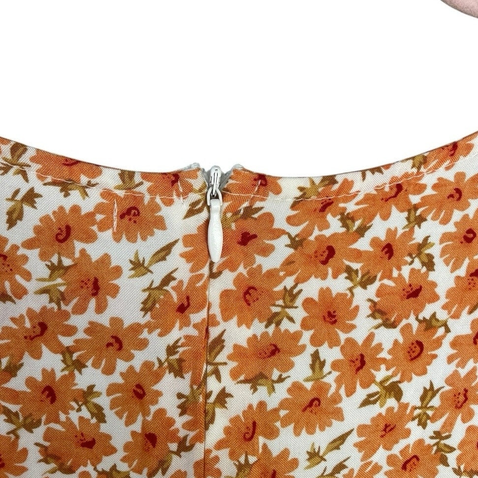 Morning Mist Orange & White Floral A-Line V-Neck Mini Dress