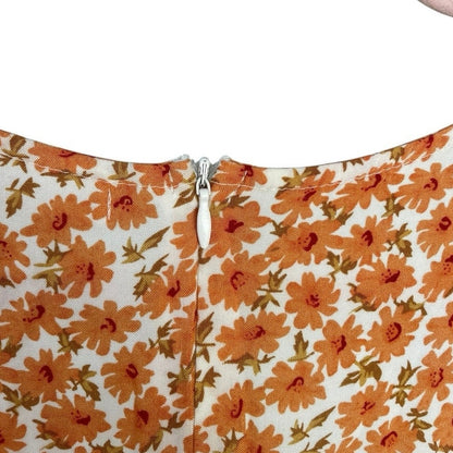 Morning Mist Orange & White Floral A-Line V-Neck Mini Dress
