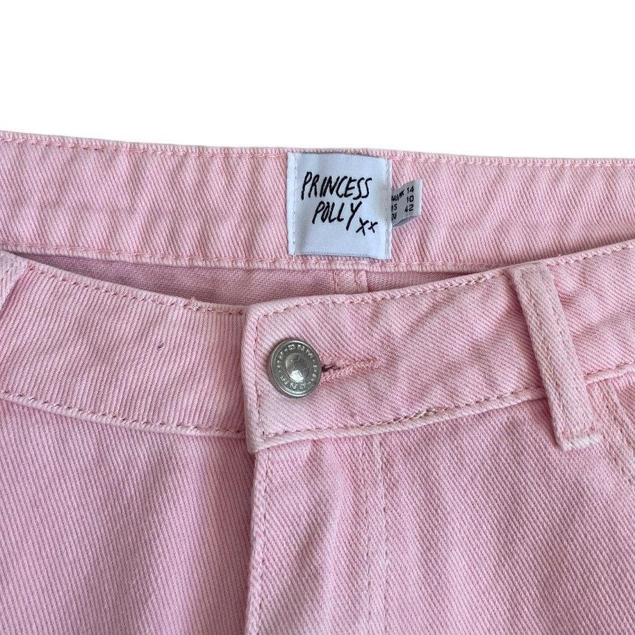 Princess Polly Denim Light Pink Cotton Boot Cut Jeans