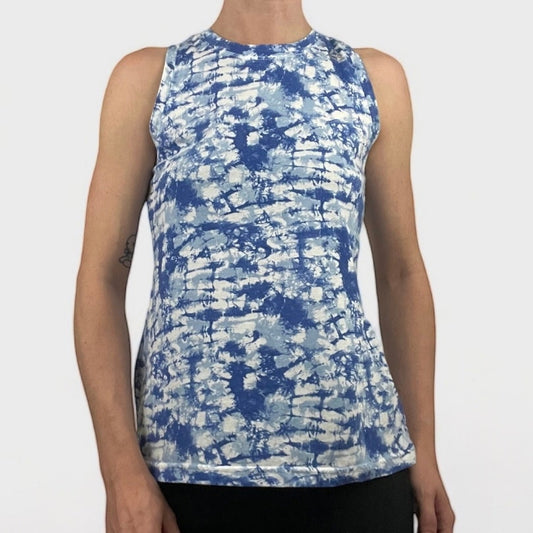 Reebok Soft Blue and White Tie Dye Tank Top