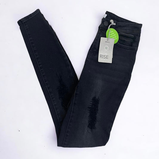 NWT Forever 21 Black Distressed High Rise Skinny Jeans