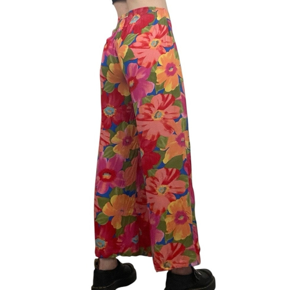 Billabong Vibrant Floral Loose Pants with Front Leg Slits