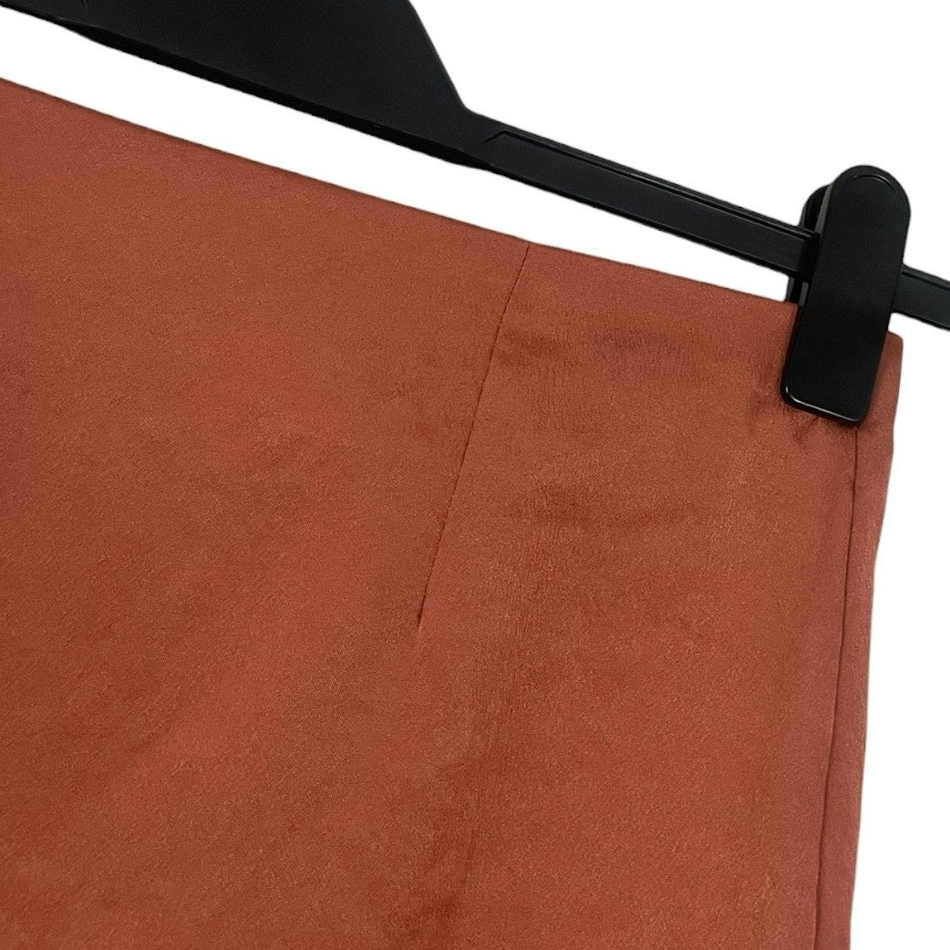 HYFVE Silky Copper Asymmetrical Midi Skirt