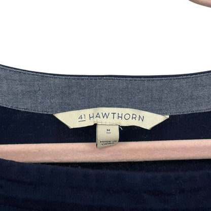 41 Hawthorn Navy Blue & White Striped Cropped Sleeve Dress