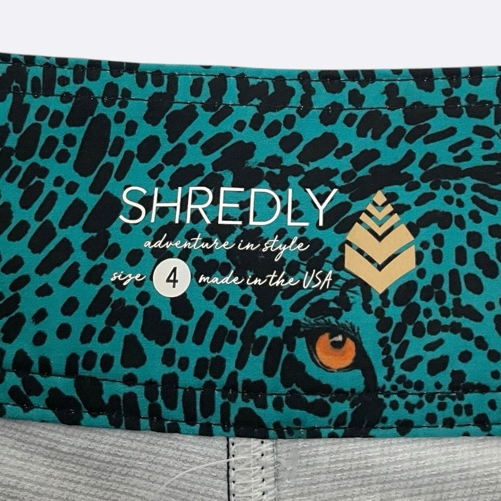 NWOT Shredly Teal Leopard Print Active Shorts