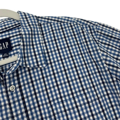 GAP Mens Blue Plaid Short Sleeve Button Down Shirt