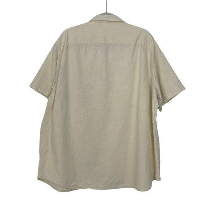Mens Beige Button Down Short Sleeve Shirt