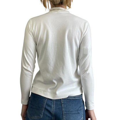 Lands' End White High Neck Long Sleeve Top