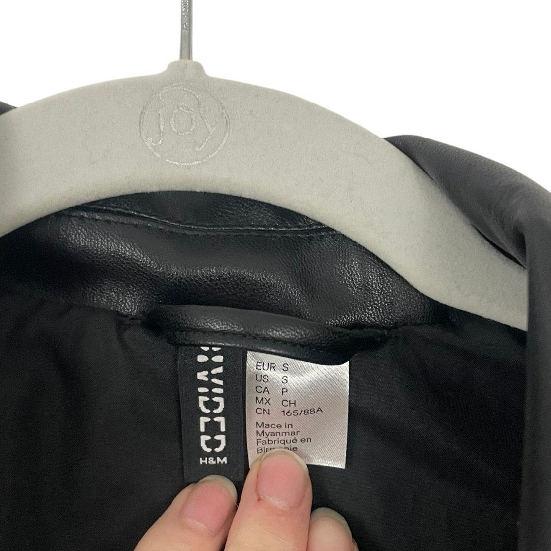 Divided by H&M Black Faux Leather Button Down Jacket