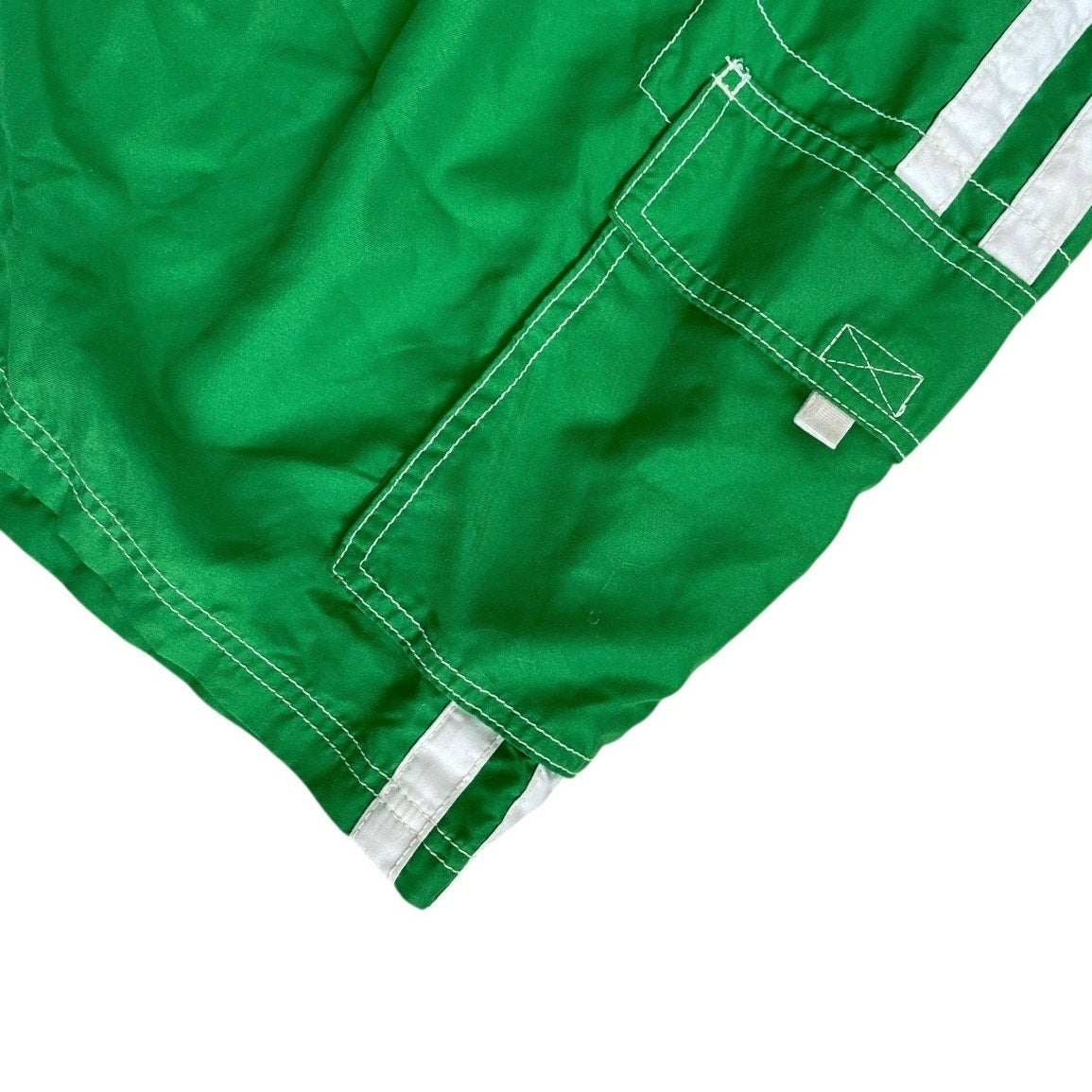 Kanu Surf Mens Green & White Stripe Swim Trunks