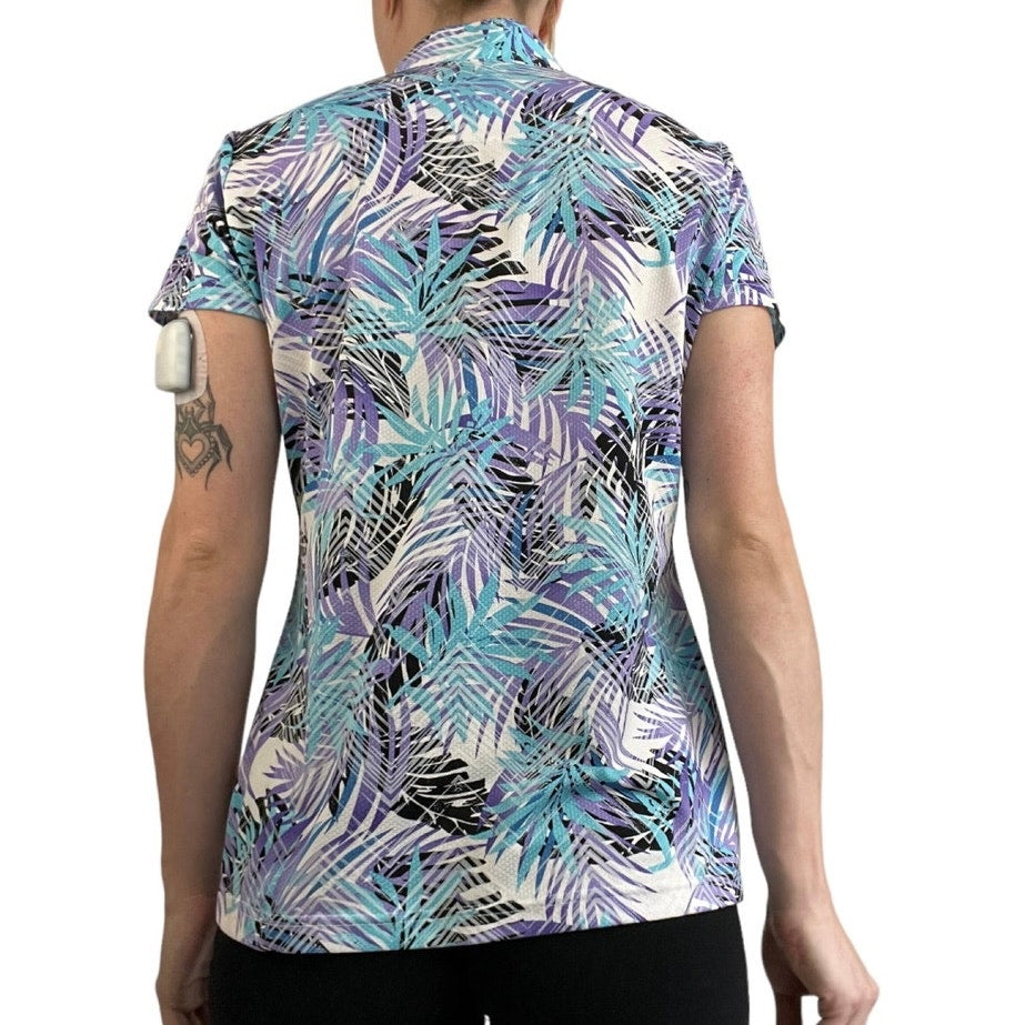 Sport Haley Tropical Print Athletic Short Sleeve Quarter Zip Golf Top