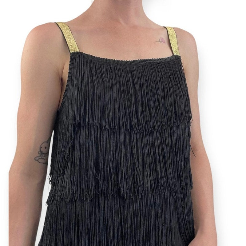 L’Vow Women Vintage Black Fringe Bodycon Flapper Mini Dress