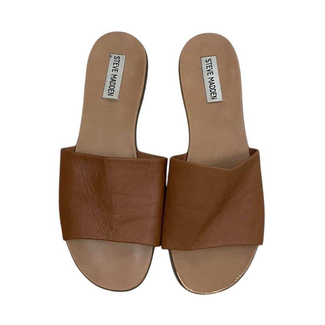 Steve Madden Beige Kailey Leather Slides Sandals