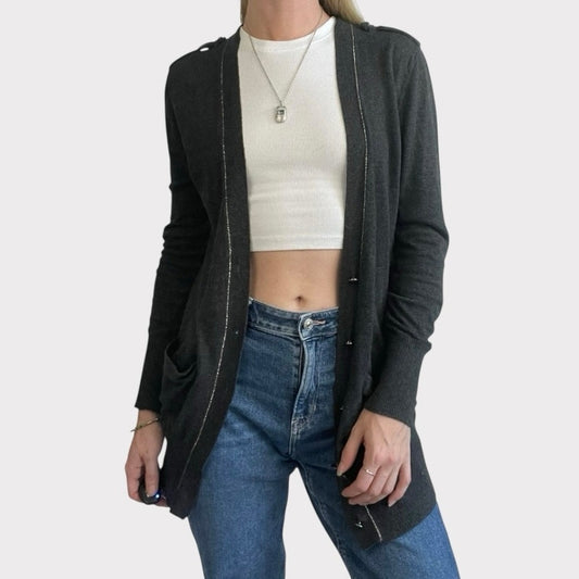 Ann Taylor LOFT Grey Button Down Cardigan Sweater