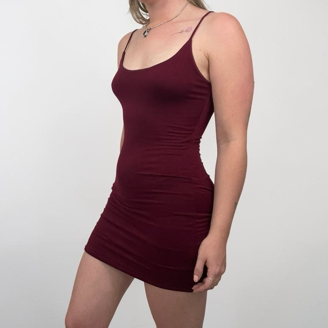Burgundy Open Back Bodycon Mini Dress
