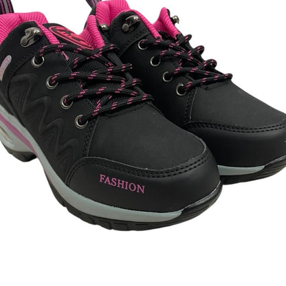 NWT Comfort Wear Black & Pink Lace Up Fashion Sneakers + 4 Socks