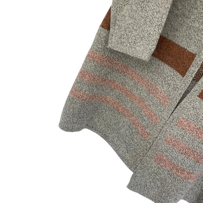 Emory Park Neutral Striped Hooded Knit Cardigan Sweater