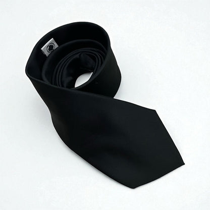 TieMart Mens Silky Black Neck Tie