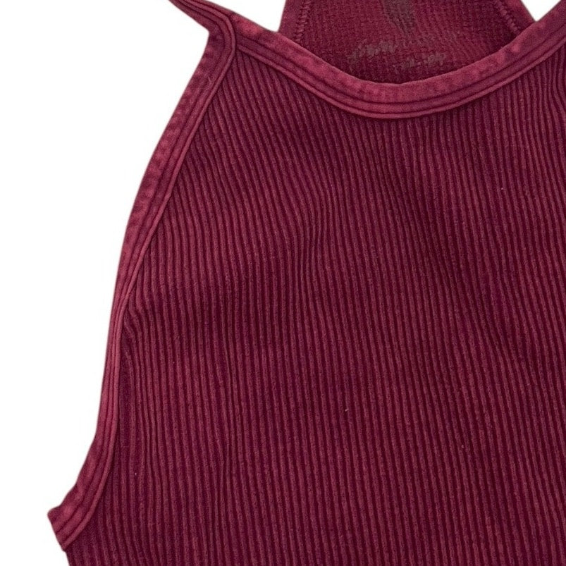 Free People Movement Maroon Ribbed Cropped Active Top