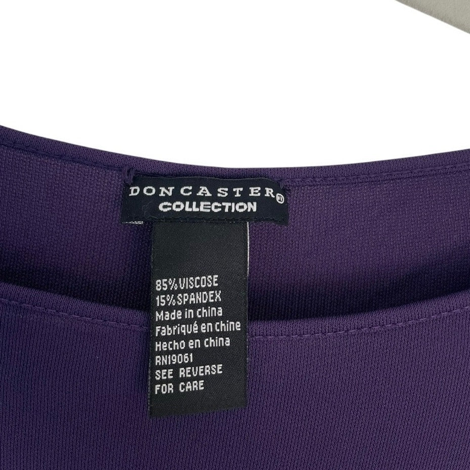 Doncaster Purple Asymmetrical Draped 3/4 Sleeve Dress