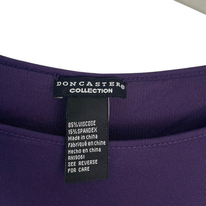 Doncaster Purple Asymmetrical Draped 3/4 Sleeve Dress