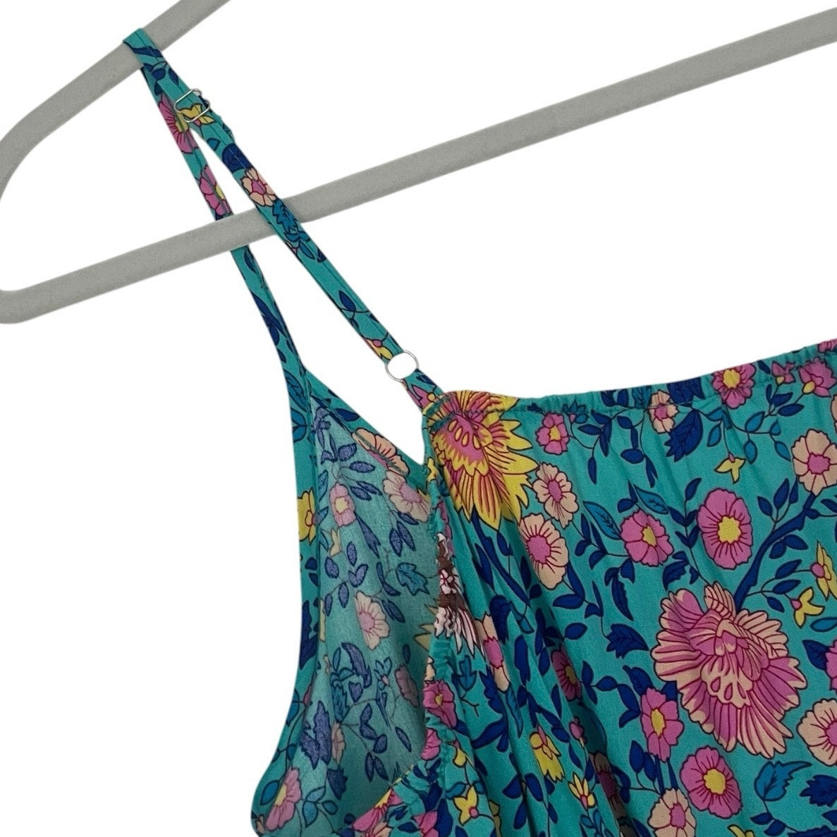 Qearal Blue Boho Floral Print Mini Dress