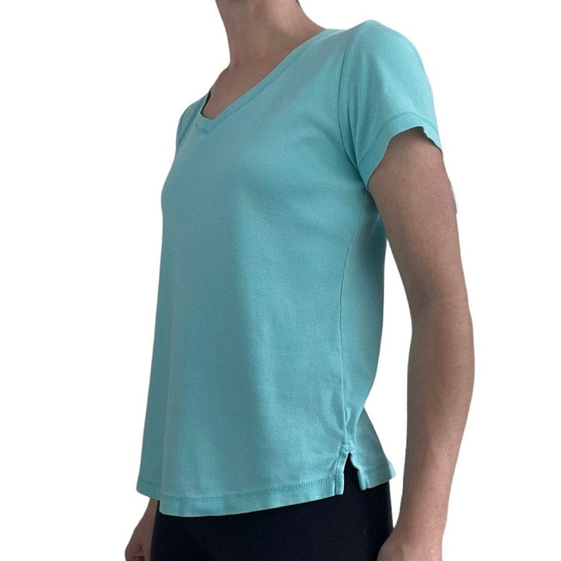 J. Jill Light Blue Perfect Pima Cotton Short Sleeve V-Neck Tee