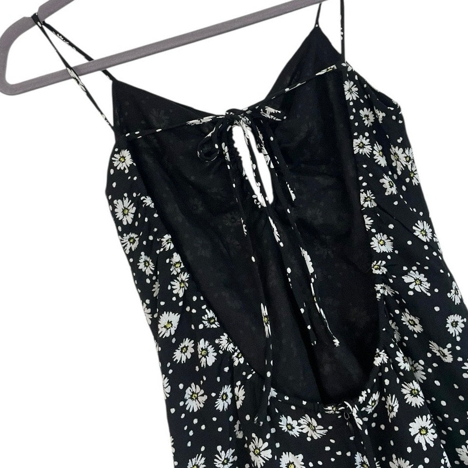 Skylar + Madison Black & White Floral Open Tie Back Mini Dress