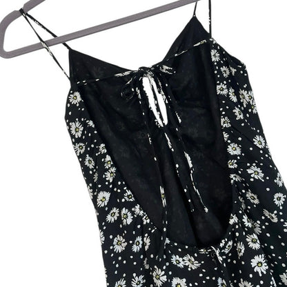 Skylar + Madison Black & White Floral Open Tie Back Mini Dress