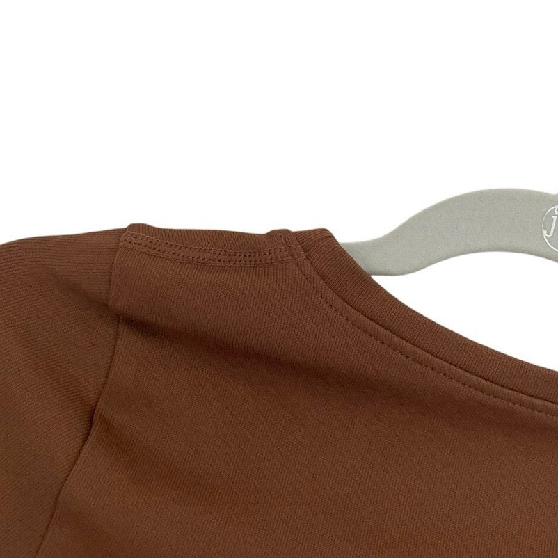 OQQ Brown Active Ribbed Cropped Top