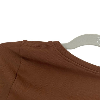 OQQ Brown Active Ribbed Cropped Top