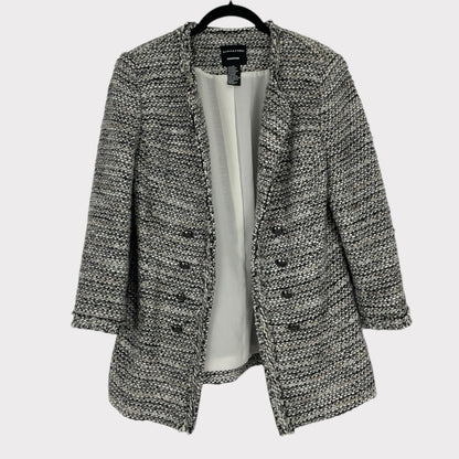 Doncaster Grey & Glittery Gold Tweed Wool Woven Button Down Jacket